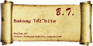 Baksay Tábita névjegykártya